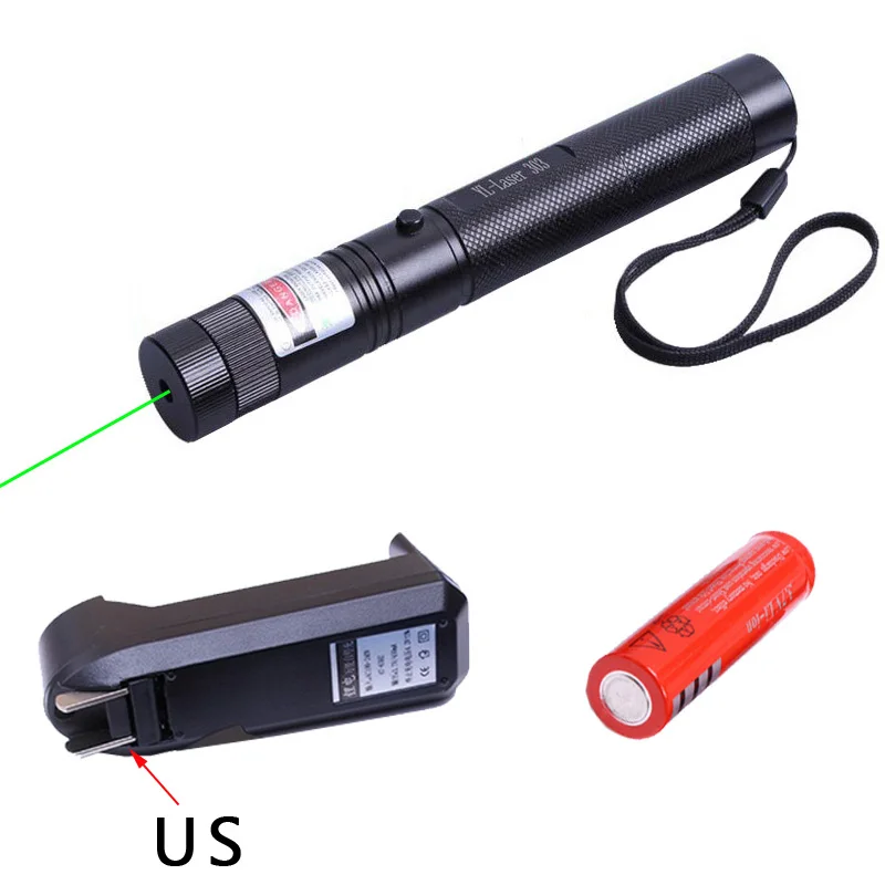 Зеленая лазерная указка прицел лазерная ручка Мощный прицел 532nm фиксированный фокус со звездным колпачком+ зарядное устройство+ аккумулятор 18650 HT3-0019-2 - Цвет: Красный
