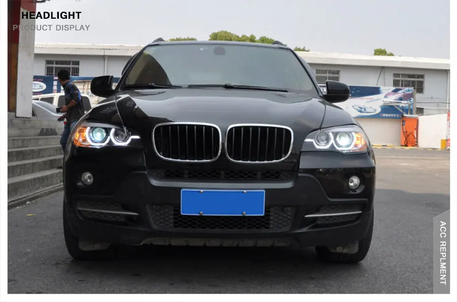 2 шт. светодиодный фары для BMW X5 E70 2007-2010 светодиодный автомобильный фонарь ангельские глазки ксенон HID комплект Противотуманные фары светодиодный дневные ходовые огни