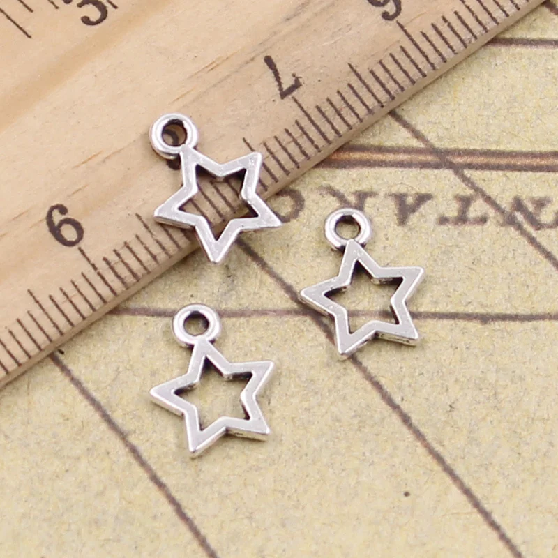 

30pcs/lot Charms star pentagram 13x10mm Antique Silver Pendants Making DIY Handmade Tibetan Silver Finding Jewelry for Bracelet