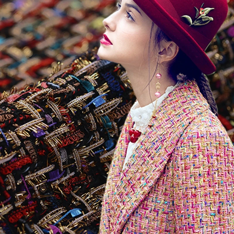 Новинка 2017 яркая твидовая тканевая ткань для пальто и платьев 2 цвета|fabrics for