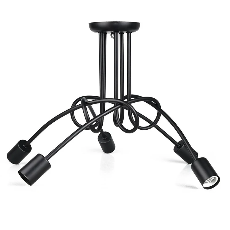  Vintage Industrial Loft Chandelier Ceiling Lamp With 5 Lights (Black) - 32821842365