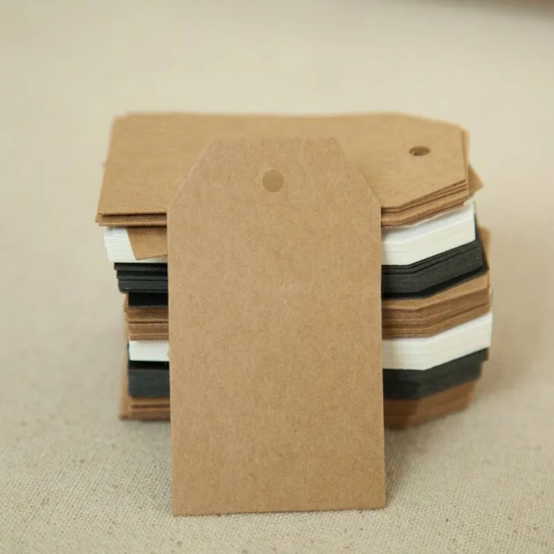 

100Pcs DIY Kraft Paper Tags Pointed Head Label Luggage Christmas Wedding Party Decor Note Blank price Hang tag Kraft Gift 7x4cm