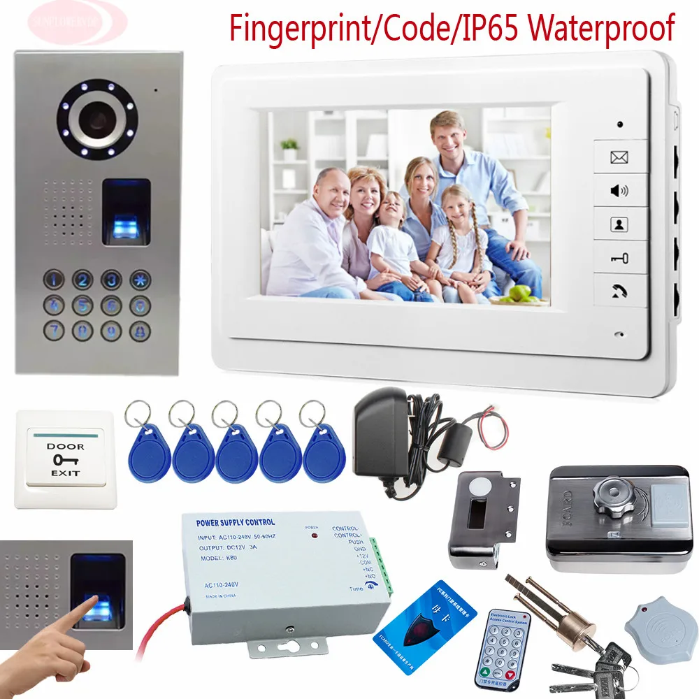 

Sunflowervdp Fingerprint/Code Video Intercom System For Apartments With Rfid Electronic Lock IP65 Waterproof CCD Doorbell Camera