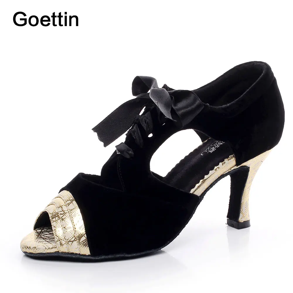 

Goettin Brand 7059 Sivler Gold Women Latin Shoes Ballroom Dancing Shoes
