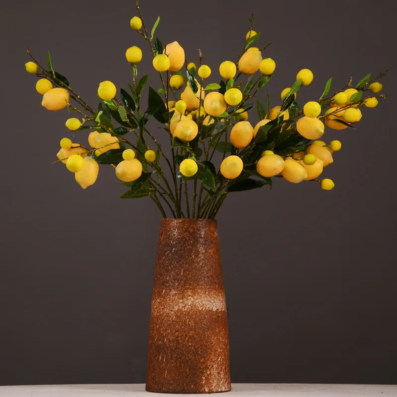 

Simulation Green Plant Factory Direct Artificial Fruit Fake Flower Wholesale Yellow Berry Simulation Lemon Fruit Tree Branch