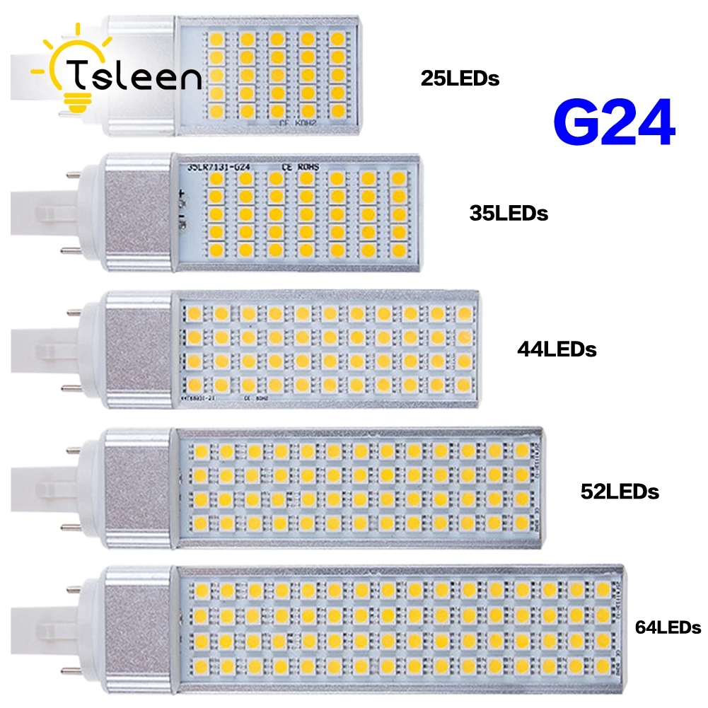 

Cheap G24 LED Bulbs 220V 240V 9W 11W 13W LED Corn Bulb Lamp Light SMD 5050 Spotlight 180 Degree AC85 265V Horizontal Plug Light