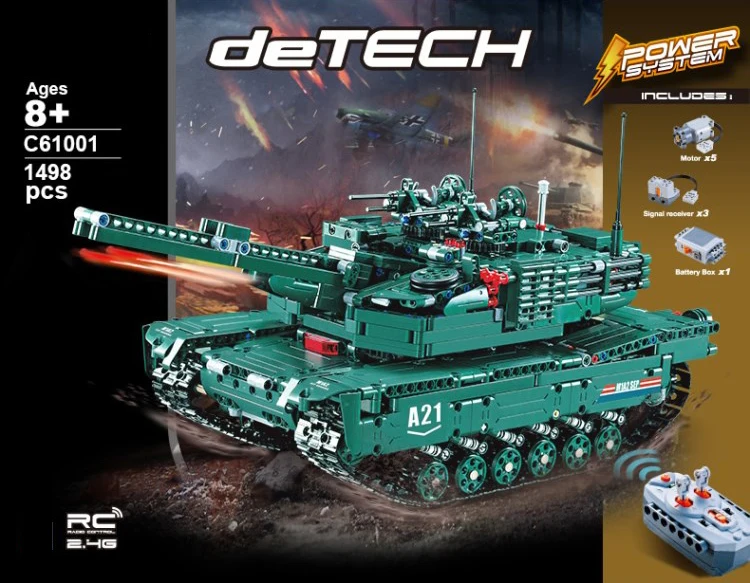 Technics modern military radio remote control M1A2 Abrams Main Battle Tank block 2in1 Panther model bricks rc toys collection