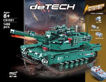 

Technics modern military radio remote control M1A2 Abrams Main Battle Tank block 2in1 Panther model bricks rc toys collection
