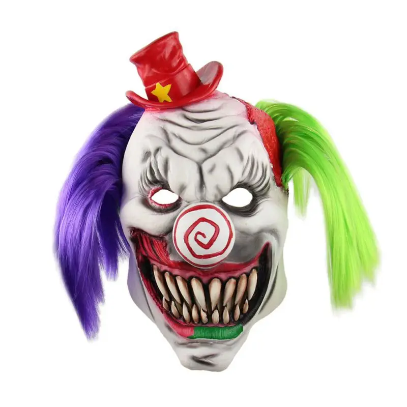 

Halloween Horror Clown Mask Horrible Scary Mask Adult Men Latex Red Hair Halloween Clown Evil Killer Demon Clown Mask