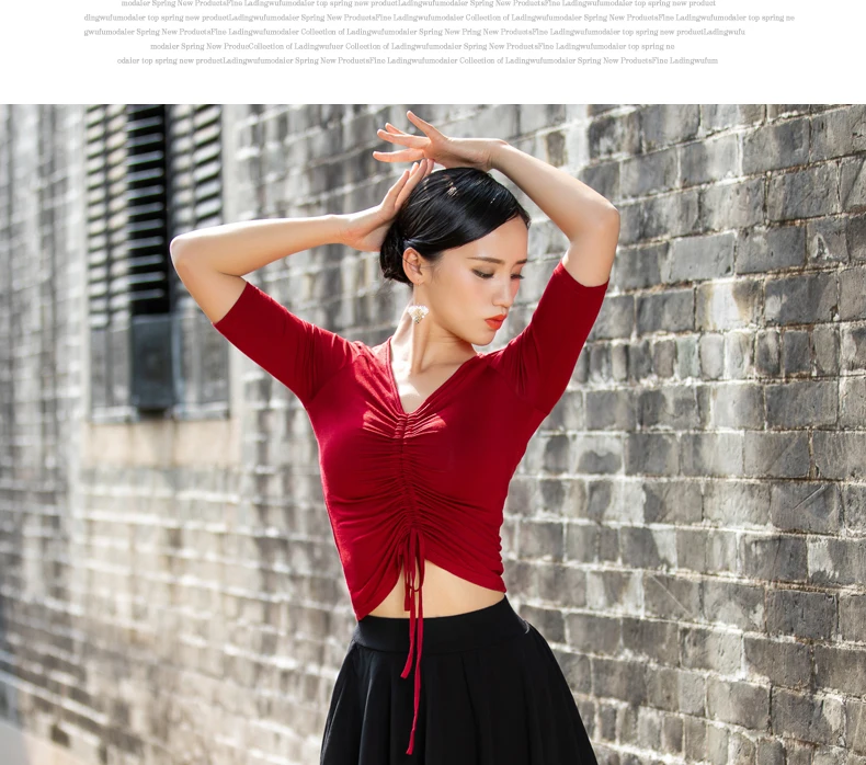 Latin Dance Top Women Mid Sleeve Shirts Rumba Cha Cha Samba Tango Salsa Dancing Wear Adults Practice Show Clothes Lady DNV11670