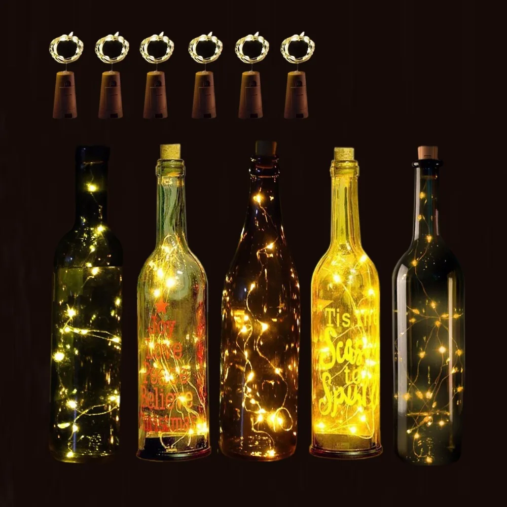 2M LED Garland Copper Wire Corker String Fairy Lights for Glass Craft Bottle New Year Christmas Wedding Decoration With Battery | Освещение