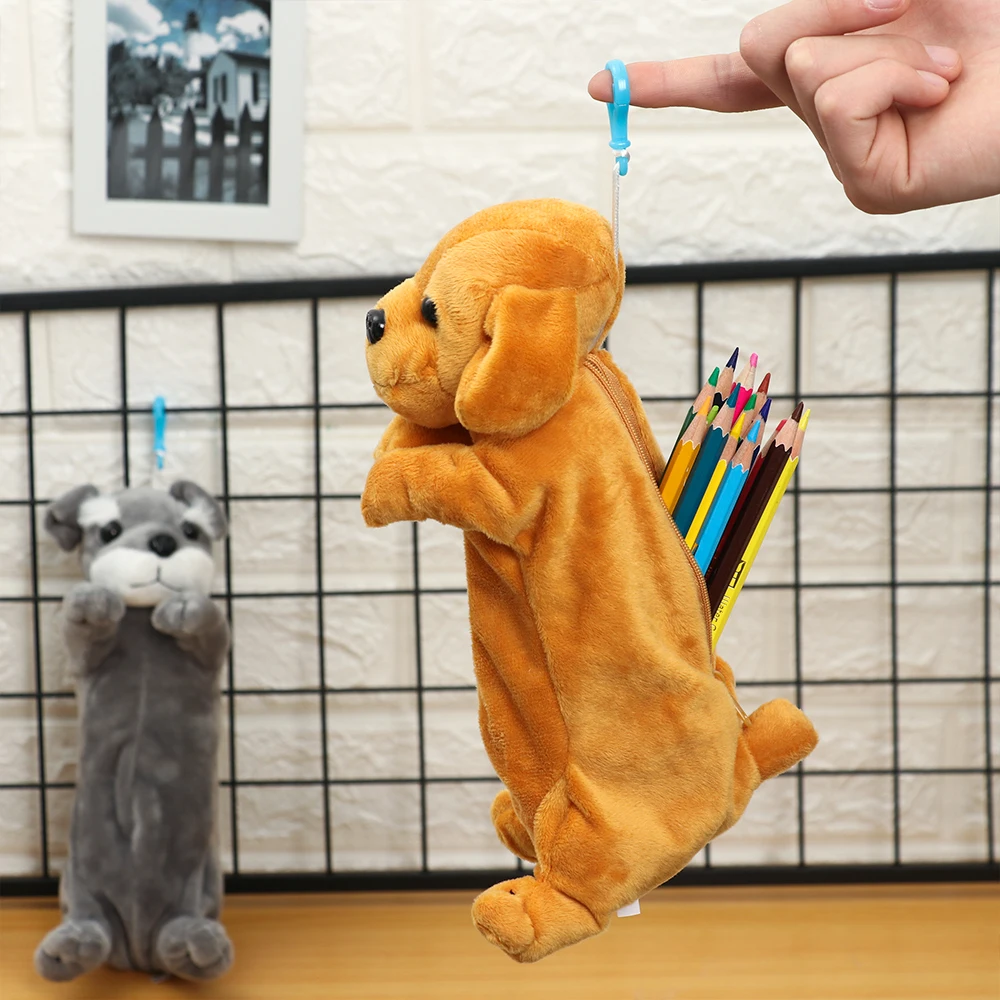 1 шт. Kawaii Мультфильм Плюшевая игрушечная собака пенал; Забавный животное пенал коробка чучело кукла подарок школьные принадлежности для детей