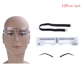 

12PCS Eyebrow Tattoo Measure Rulers Disposable Microblading Makeup Brow Measure Eyebrow Guide Ruler Permanent Tools