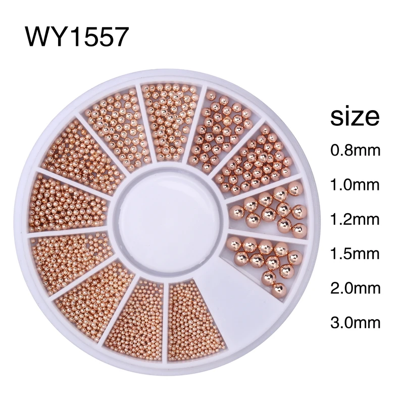 Elessical مسمار الفن صغيرة الصلب الكافيار الخرز مزيج حجم 3D تصميم مانيكير مجوهرات روز الذهب الفضة الأسود DIY الديكور عجلة