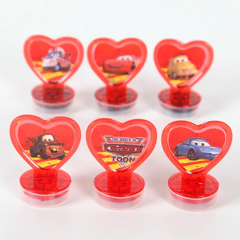 

6pcs Disney Car DIY Cartoon Seal Stamper Teacher Stamp Set Craft Stamps Stationery Party Supplies Kids Favors Gifts
