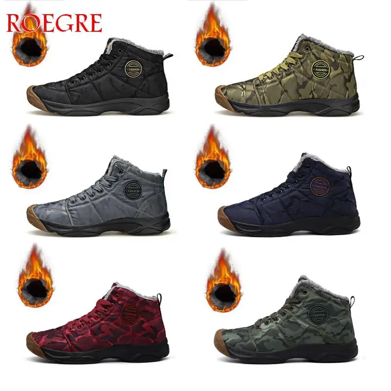 Hot Sale Winter Unisex Casual Snow Boots Men Waterproof Ankle Boots Flat Slip-Resistant Fashion Man Winter Warm Shoes Big Size