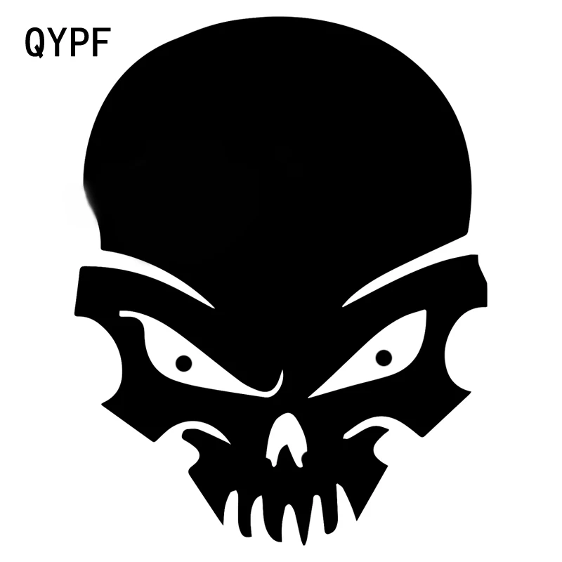 

QYPF 13CM*16.6CM Interesting Lovely Skull Graphic Car Sticker Black/Silver Vinyl Decoration S9-2132