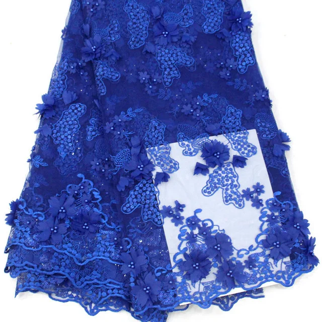 

Fashion design African net lace fabric with sequins, 2018 Most popular 3d flower French lace fabric with beads for wedding