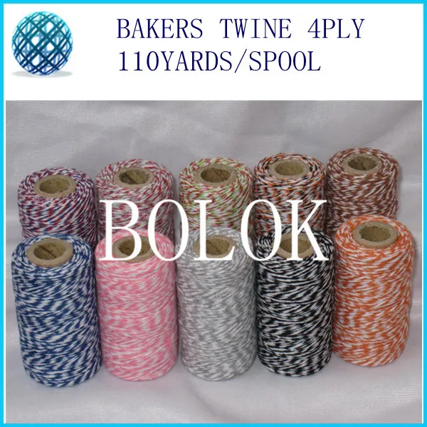 10pcs/lot thin Bakers twine 4 ply (110Yards/spool) color cotton twine