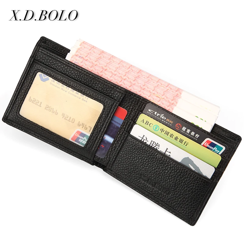 XDBOLO Men Genuine Leather Wallet Soft Short Wallet Business Casual Men's Card Holder Black Wallets For Male