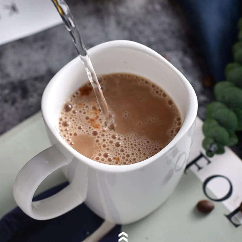 Большая чайная кофейная кружка креативная необычная керамическая кружка лаконичный стиль белые фарфоровые чашки и кружки кафе офисные молочные чайные кружки