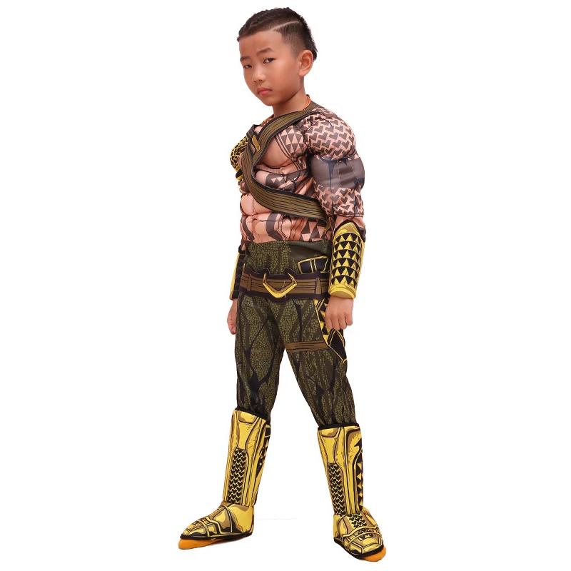 Superhero Deluxe Child Muscle Cosplay Dress-up Dawn of Justice Aquaman Halloween Costume Boys DC Justice League Neptune Cosplay