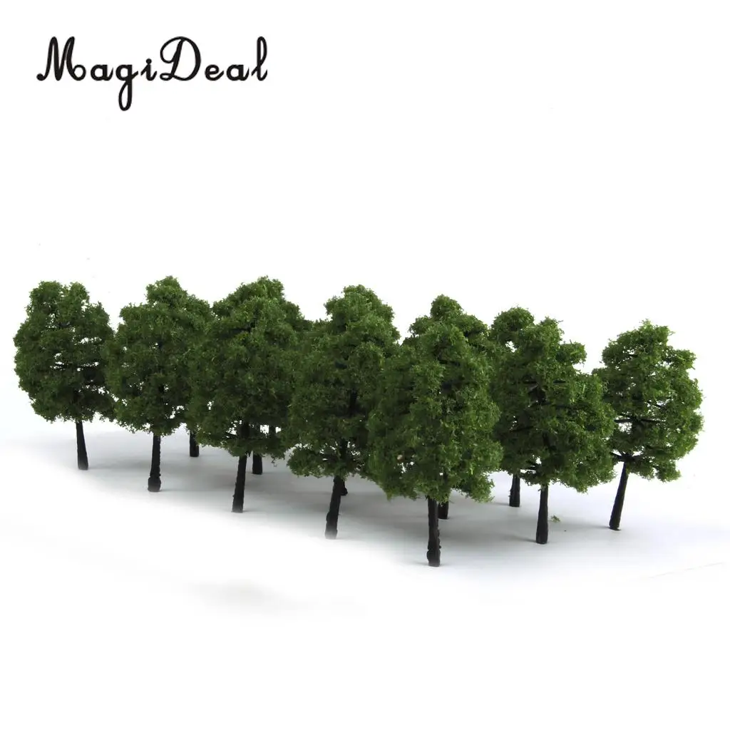 20Pcs/Pack 1:100 Scale Plastic Model Trees Train Railroad Railway Street Garden Park Scenery Layout Dark Green