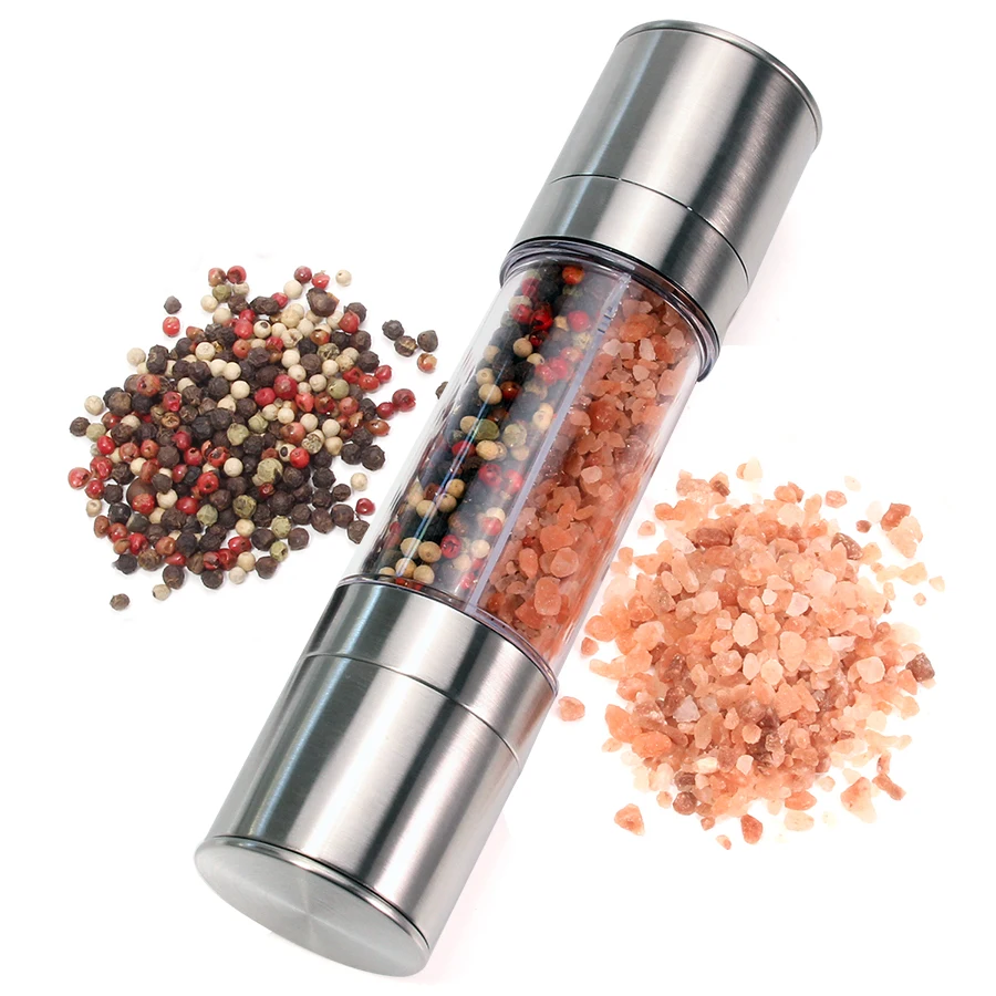 Premium Stainless Steel Salt and Pepper Grinder Set 2 in 1 Adjustable