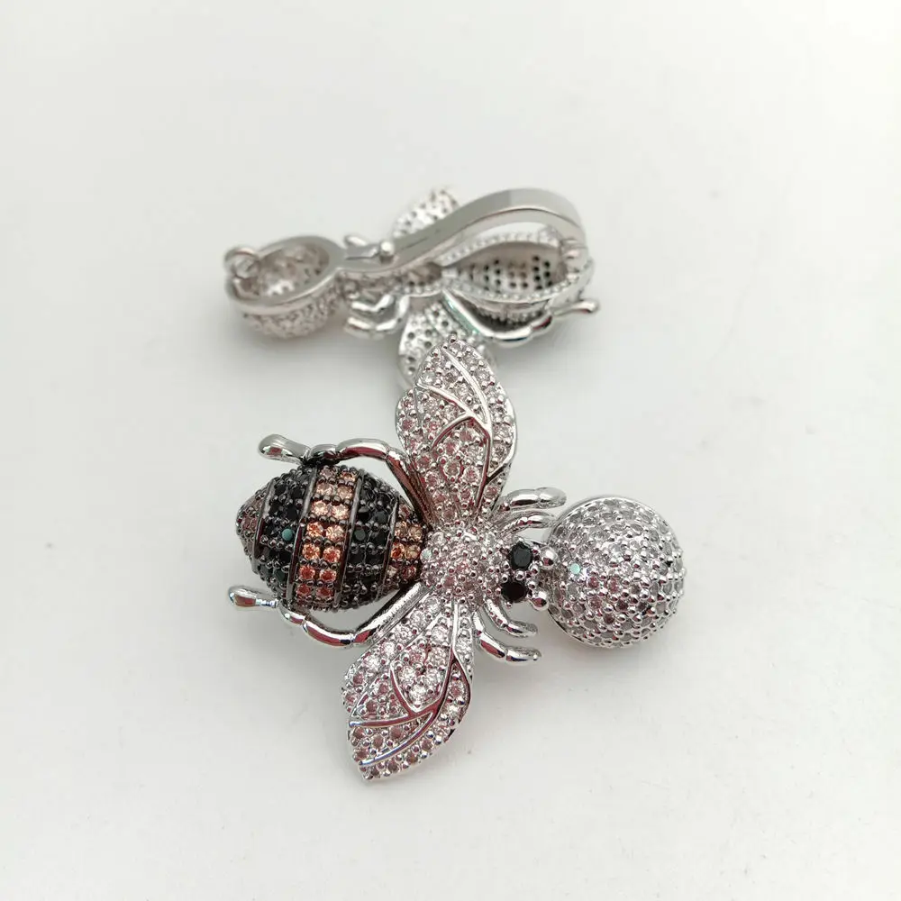 

Cubic Zircon Micro pave bee fixed interlayer clasp clip double connector DIY Jewelry Findings