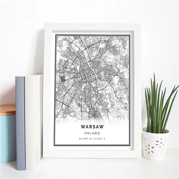 

Poland Warsaw City Map Canvas Painting Posters And Prints Wall Art Pictures For Poles Living Room Home Decoration