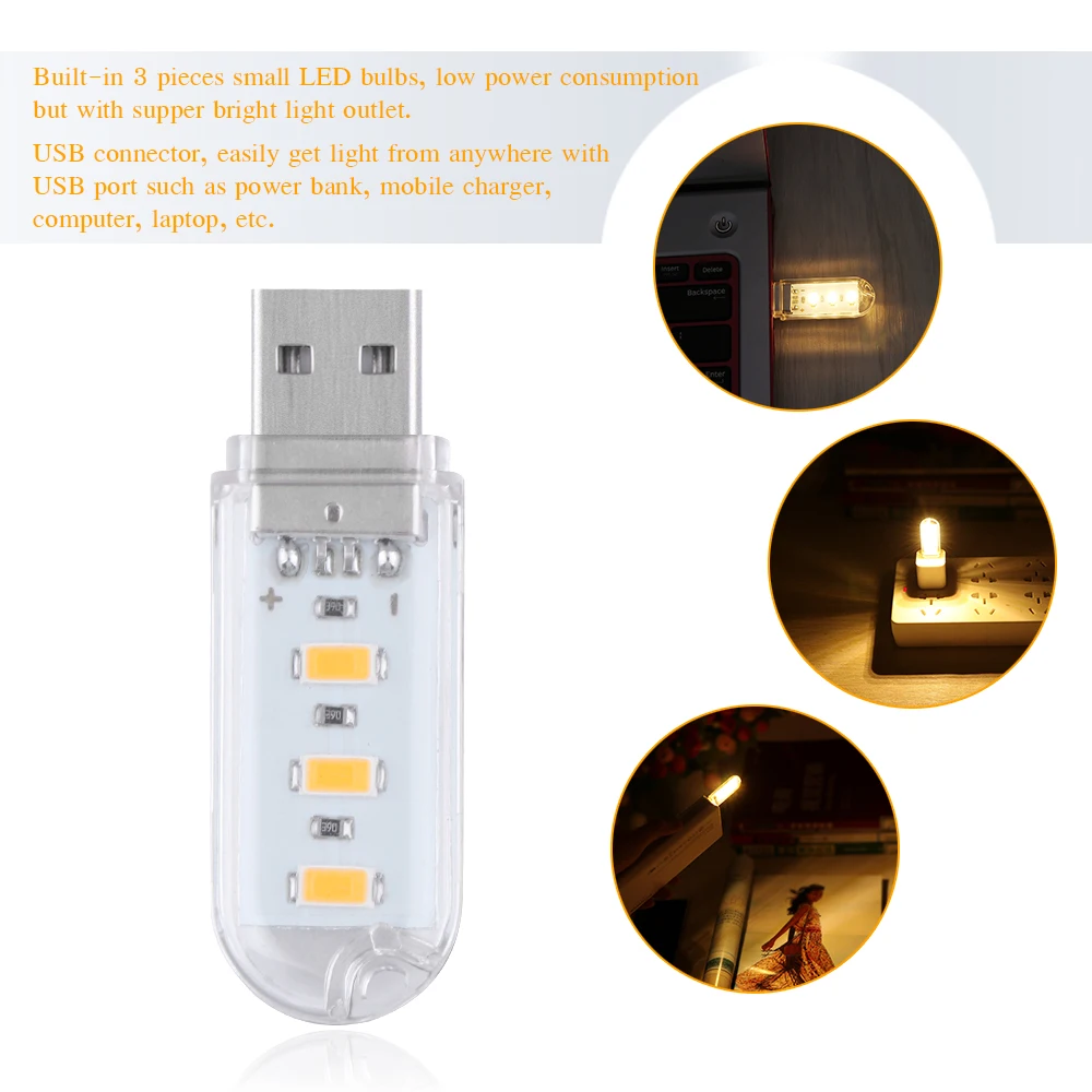 

LED Bulbs Tubes mini USB lamp 5730SMD 3 LEDs Book lights Camping Bulb usb led Night light For PC Laptops for Notebook Reading