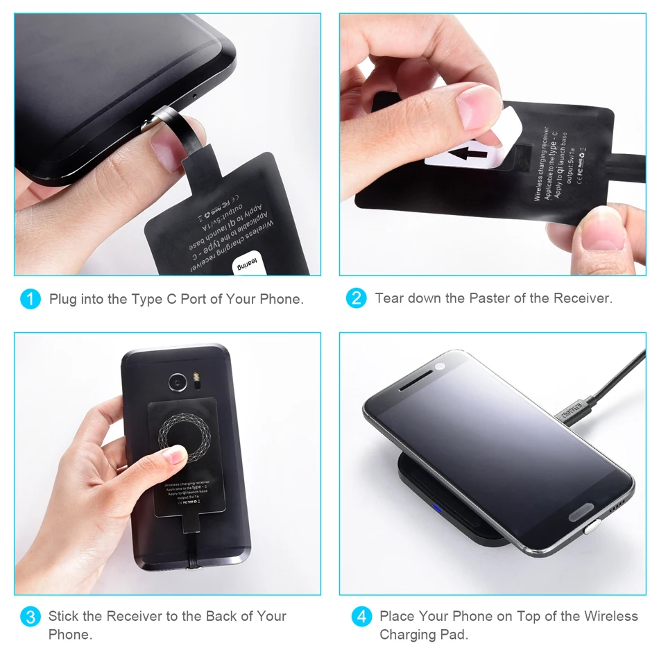 CHOETECH USB Type C ультра тонкий беспроводной зарядный приемник патч модуль чип для LG