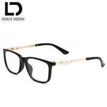 Dolce vision квадратные очки жемчугом рамки Для женщин Солнцезащитные очки женские прозрачные оптические оправы Дамская мода очки