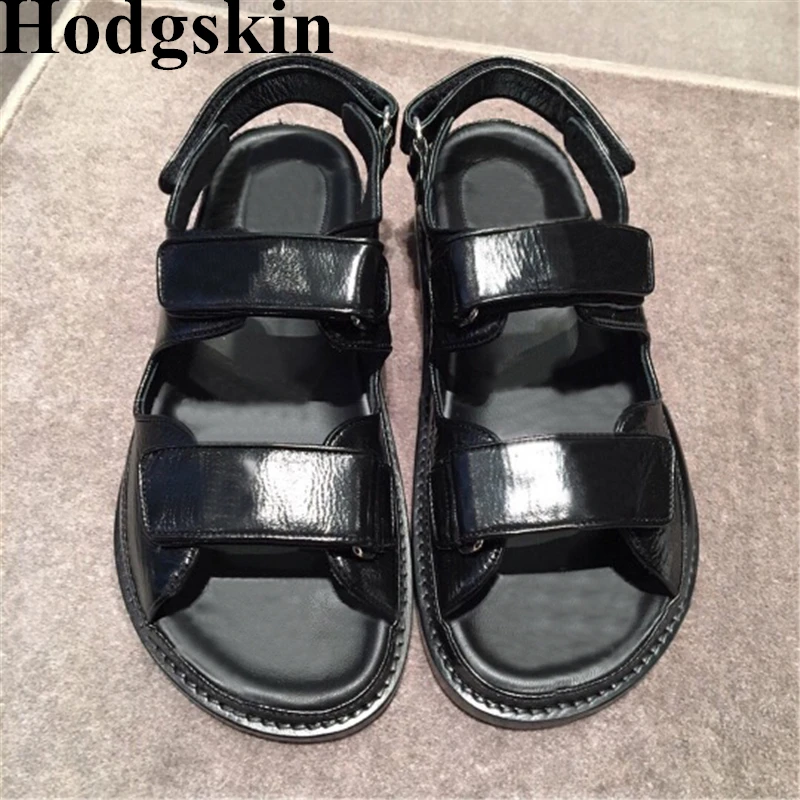 

Comfortable Platform Flat Hook Loop Women Sandals Rome Style Beach Vacation Shoes Woman Open Toe Leather Summer Footwear
