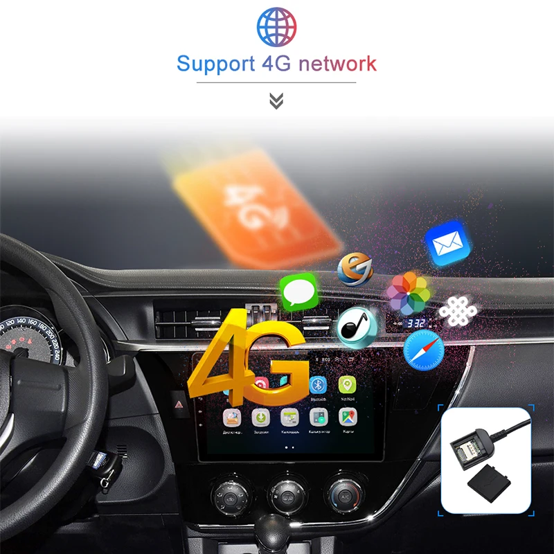 Junsun V1 pro 4G+ 64G CarPlay Android 9,0 DSP для Toyota Corolla автомобильный Радио Мультимедиа Видео плеер gps RDS 2 din dvd