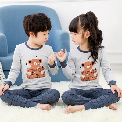 Одежда для сна для больших мальчиков и девочек детские пижамы детский комплект одежды из хлопка Детская Пижама с футболкой и штанами с кроликом комплекты пижам для малышей из 2 предметов