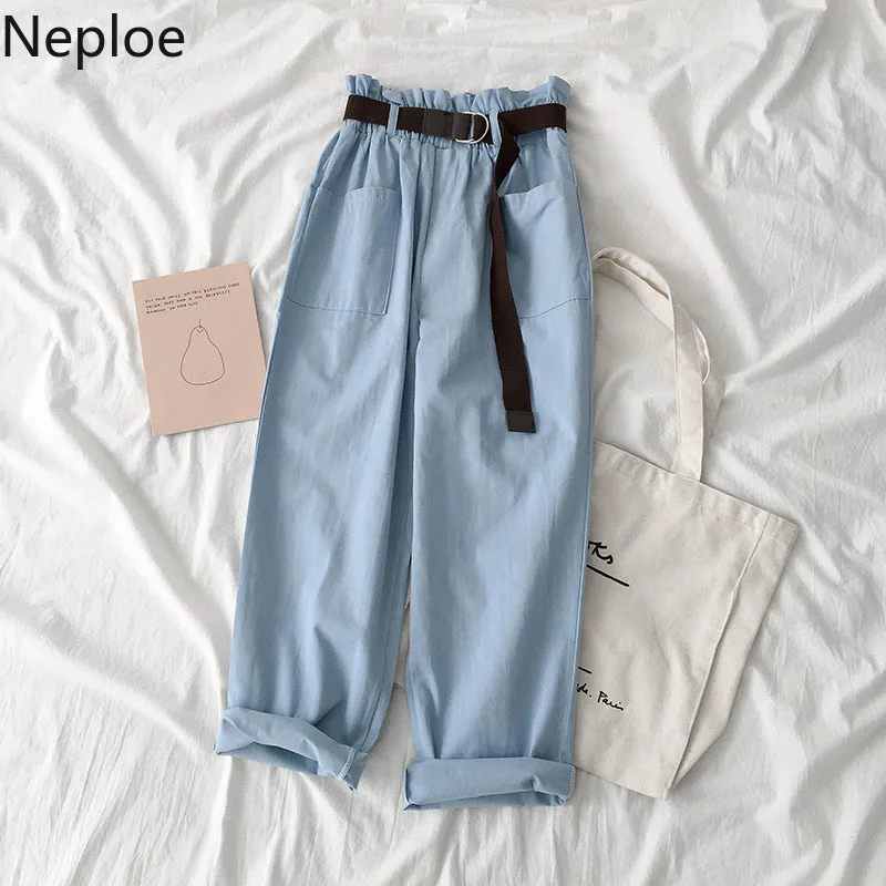 Neploe Весна Лето Высокая талия брюки карго Pantalon Femme уличная одежда однотонные свободные хлопковые брюки корейские женские джогги спортивные брюки