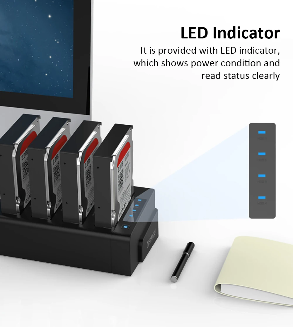 ORICO 6648US3 4-Bay USB 3,0 2,5/3,5 дюймов SATA внешний жесткий диск HDD док-станция Док-станция для Off-line с настраиваемым потоком воздуха, клон kayfun док-станции