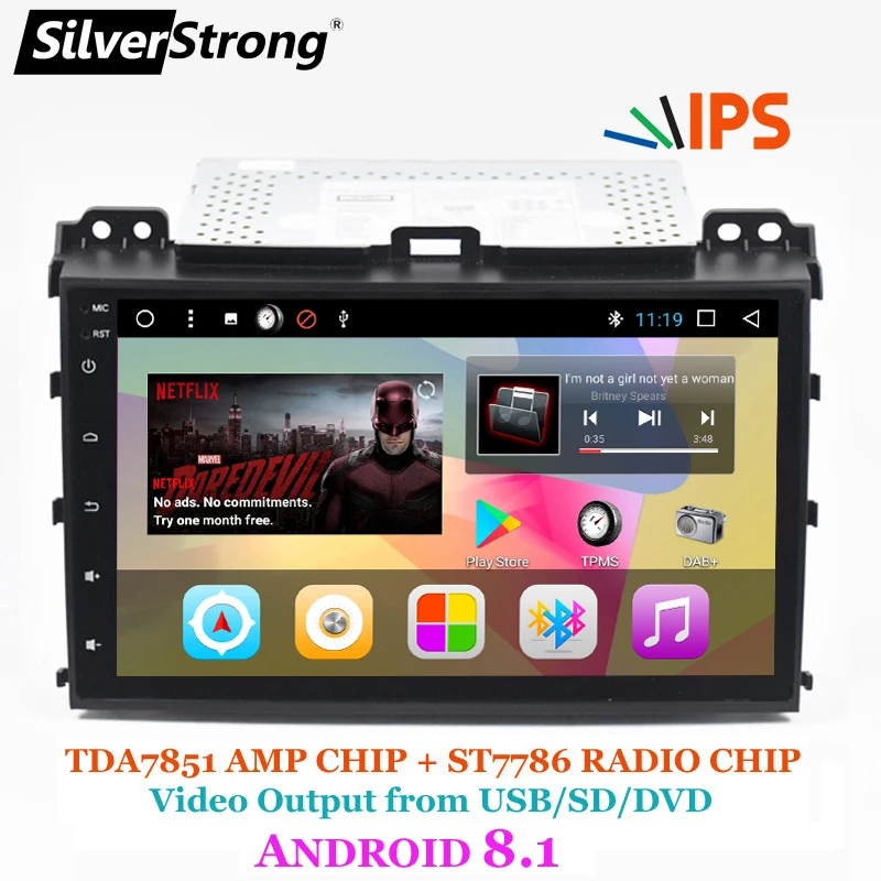 Silverstrong 2Din ips Android8.1 gps автомобильный радиоприёмник для TOYOTA Prado 120 LEXUS GX470 автомобиля