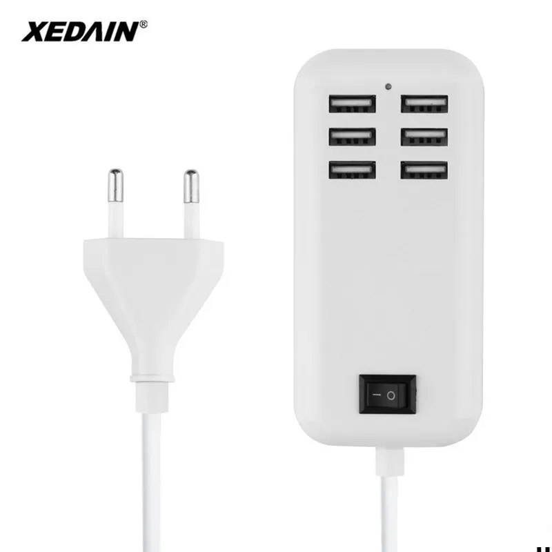 

XEDAIN USB Charger 20W 3A1.5M Smart Adapter Mobile Phone Tablet Charging Device For iPhone iPad EU/US Plug 6 Ports Multiple Wall