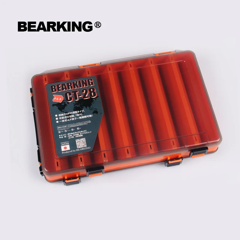 Bearking 27cm*17cm*5cm professional fishing lure tackle box Compartments Double Sided Fishing Lure Bait Hooks Tackle