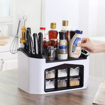 

Multi-function Multi-grid Seasoning Rack Kitchen Knife Cutlery Seasoning Storage Spice Jar Storage Rack Set 24cm * 21 Cm * 40cm