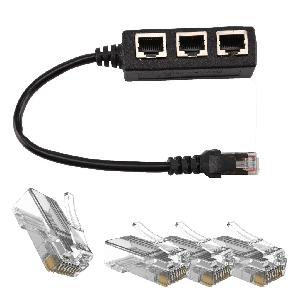 1pc LAN Network RJ45 1 to 3 Connector Splitter Adapter Cable 3