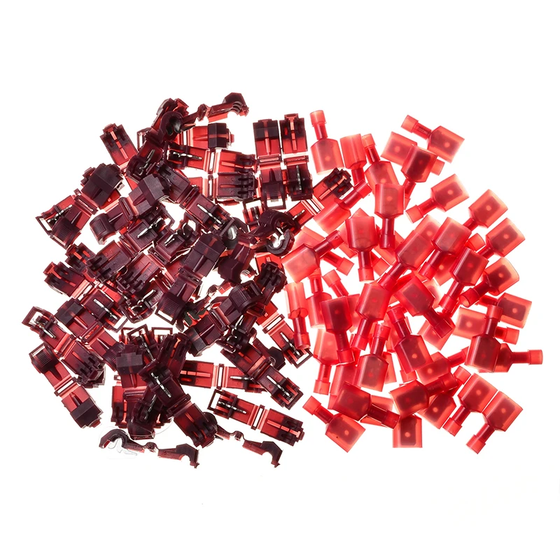 

100PCS T-Tap/Male 22-18 AWG Red Quick Splice Electrical Wire connector Crimping Terminals Insulated Butt Connectors Kit