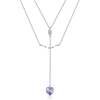 

Fall in Love Double Layer Pendant Necklaces Cupid's Arrow To Your Heart Crystal From Swarovski Elements Romantic Women Jewelry