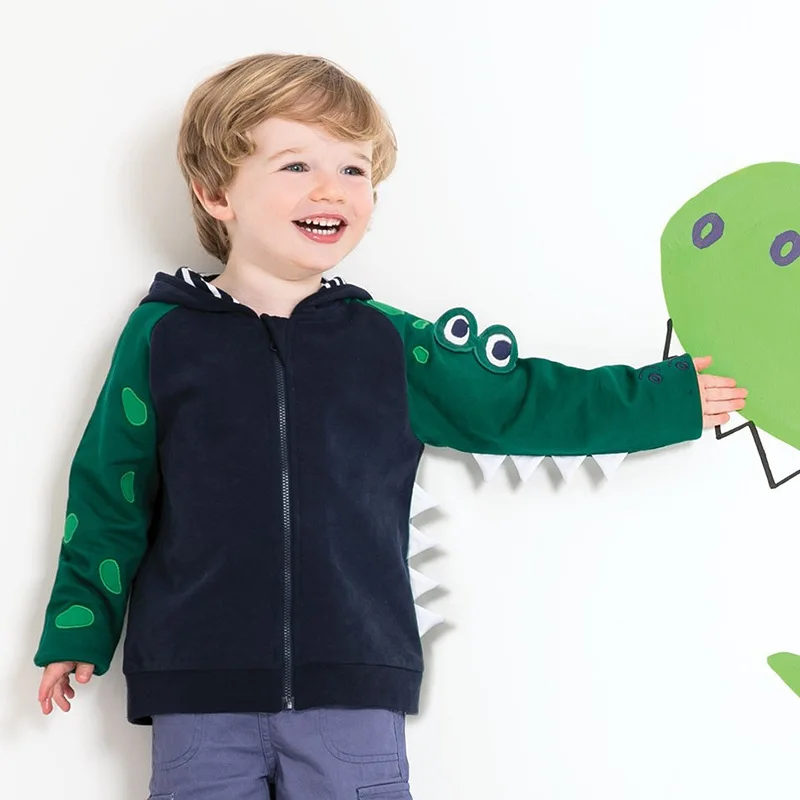 Little maven/осенние куртки на молнии с крокодиловым узором для детей от 2 до 7 лет пальто для маленьких мальчиков с капюшоном осенняя одежда