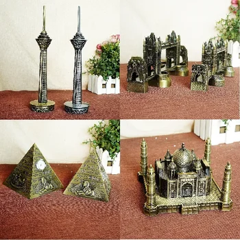 

Famous Landmarks Metal Iran Milad Tower Egyptian Pyramids Building Model London Tower Bridge Vintage Home Decor Architects Gift