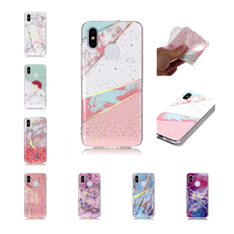 HEMASOLY Case For Xiaomi Mi Mix 2S 8 A2 6X 6 Soft Silicone Laser Shiny Marble Cover |