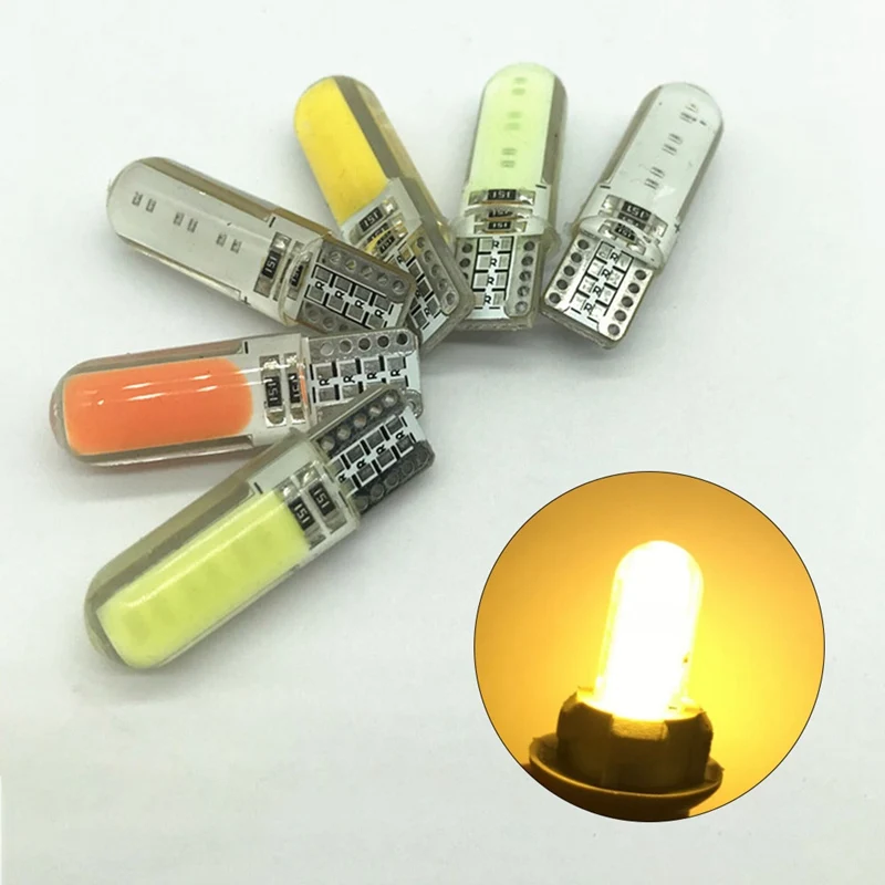

10Pcs/Lot T10 W5W LED Car Interior Light Silica Gel COB Lamp 12V Side Wedge Parking Bulb Auto Car Styling