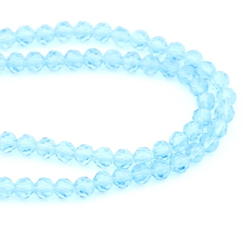 

High Quality Lt Aquamarine 6mm Glass Round Shape Loose Spacer Bead K9 Crystal 32 Faceted Ball Beads For Home Decoration